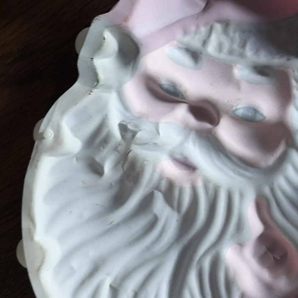 VTG 1999 Plastic Santa Face With Lights~ Tested & 1 New In Package! Lot Of 2